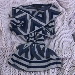 bcbg blue & white geometric sweater